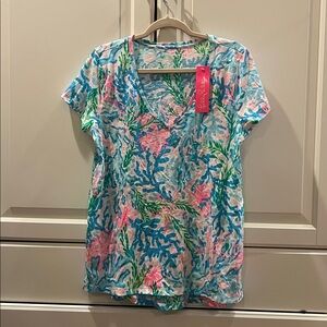 Lilly Pulitzer Multi-Color V-Neck Tee